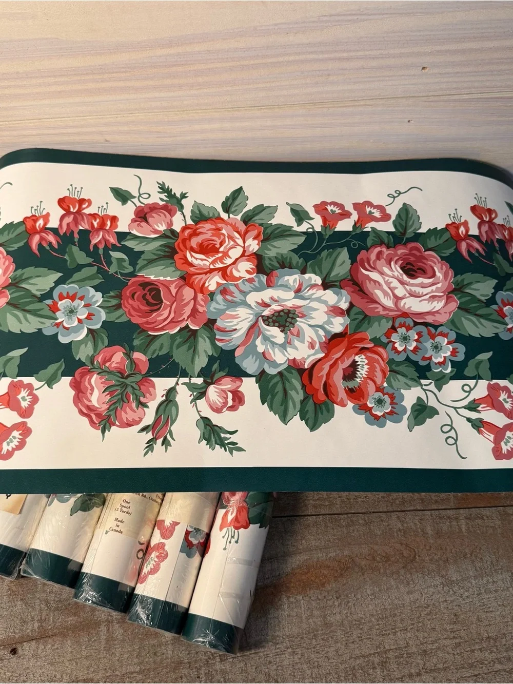 Vintage Waverly Wallpaper Border Lot of  6 Rolls Spools Floral Cottagecore